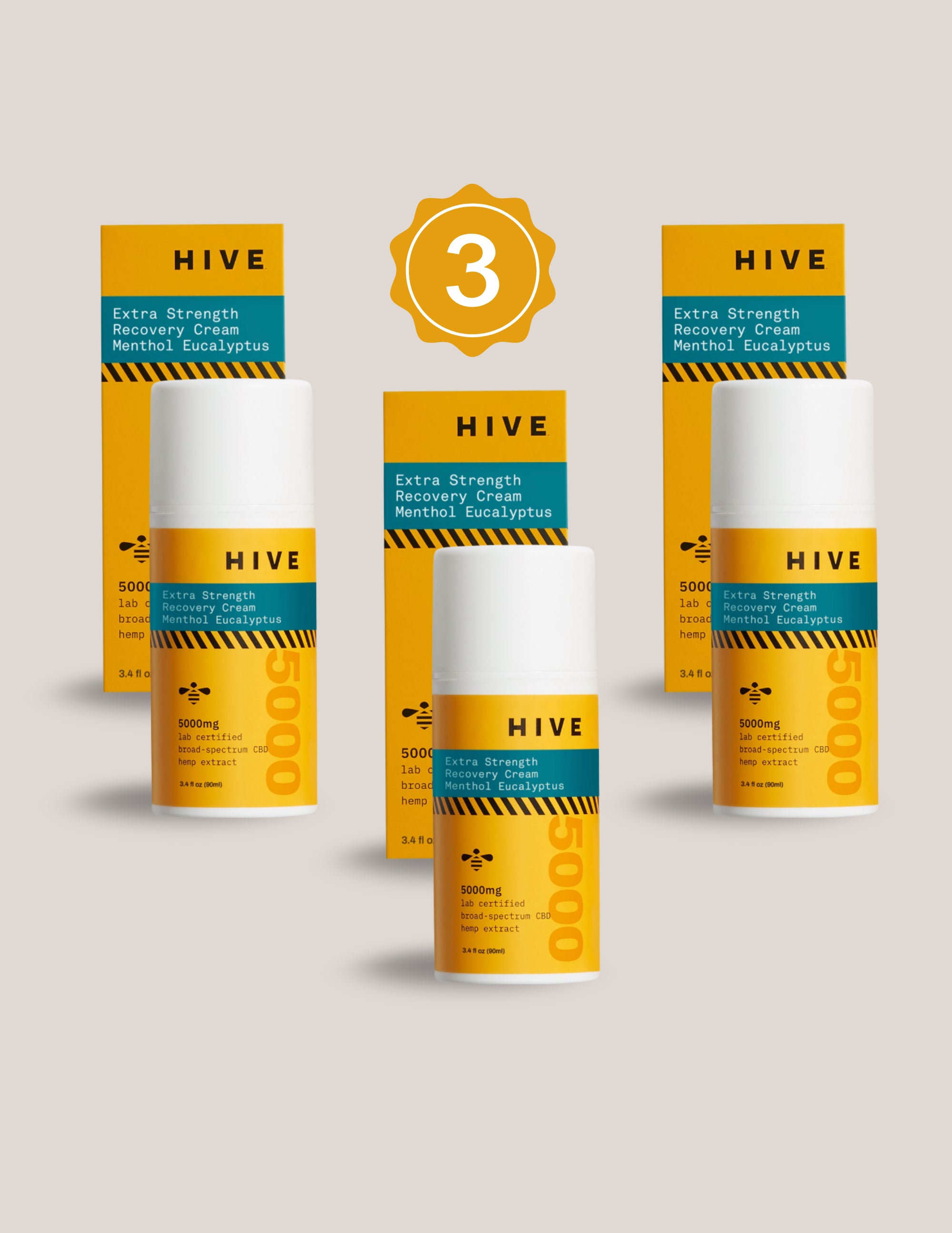 HIVE CBD Extra Strength Recovery Cream - Menthol Eucalyptus (3-Pack)